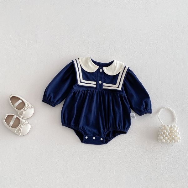 海軍風雙釦翻領包屁衣 