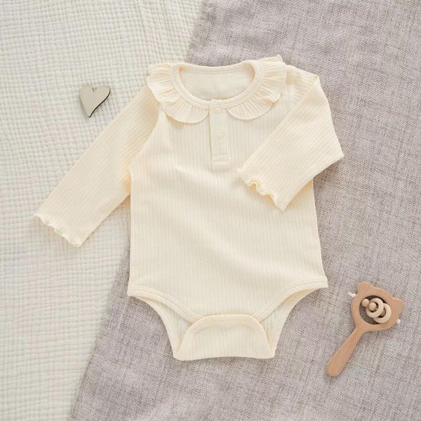 新生兒純棉素色包屁衣+兔耳帽 