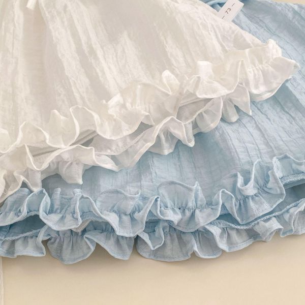 甜美蝴蝶結背帶澎澎上衣 