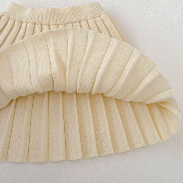 百搭素色針織百褶裙 