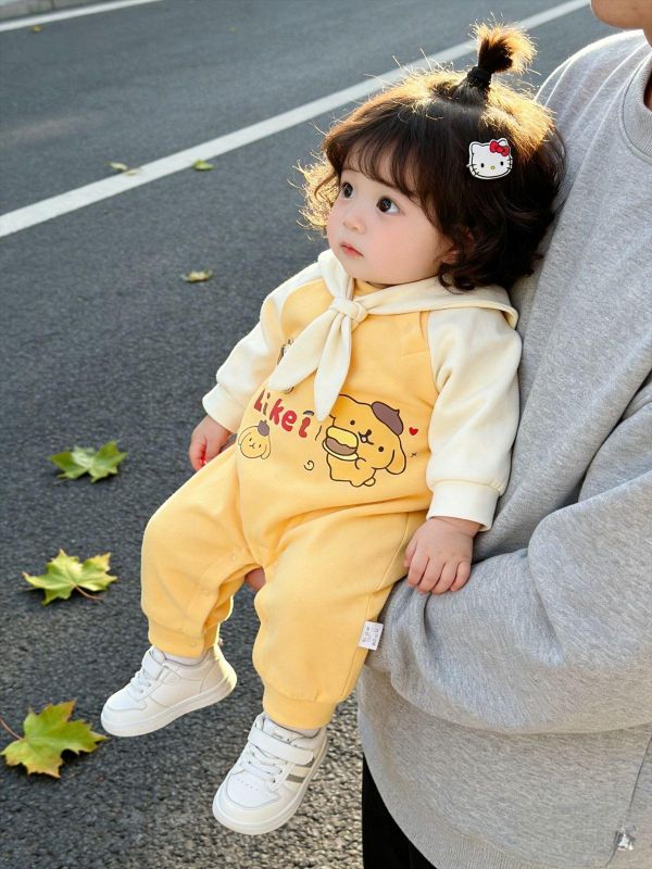 可拆式披肩-海軍風狗狗印花連身裝 