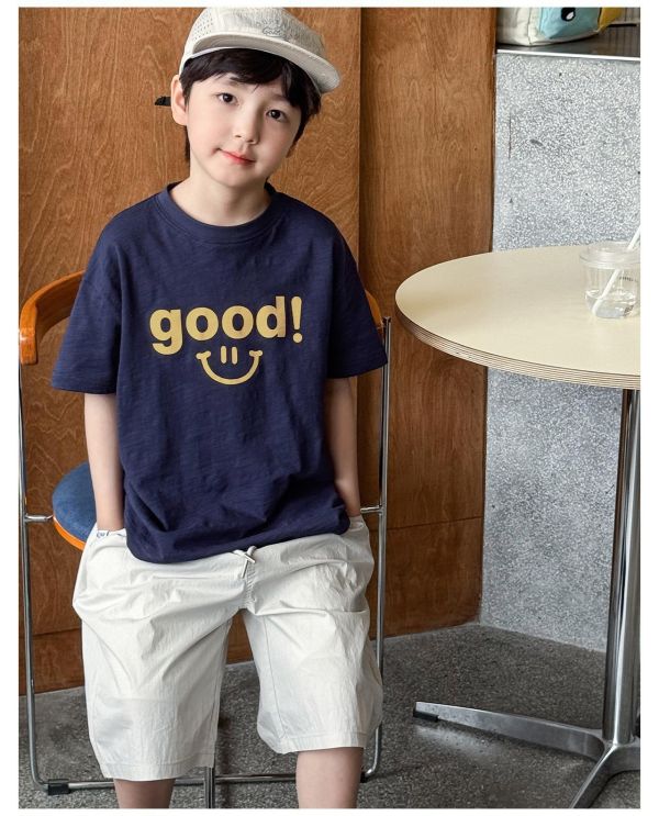 Good笑臉印花素色T恤上衣(2色) 