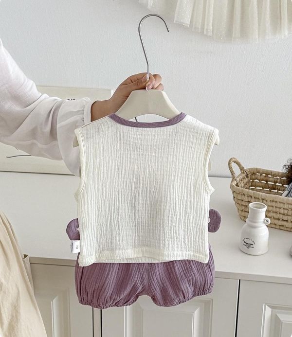 立體鱷魚/綿羊透氣紗布棉兩件式套裝 