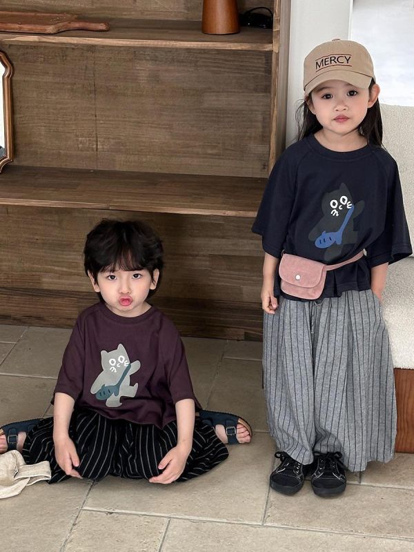 背包貓咪印花寬鬆上衣 