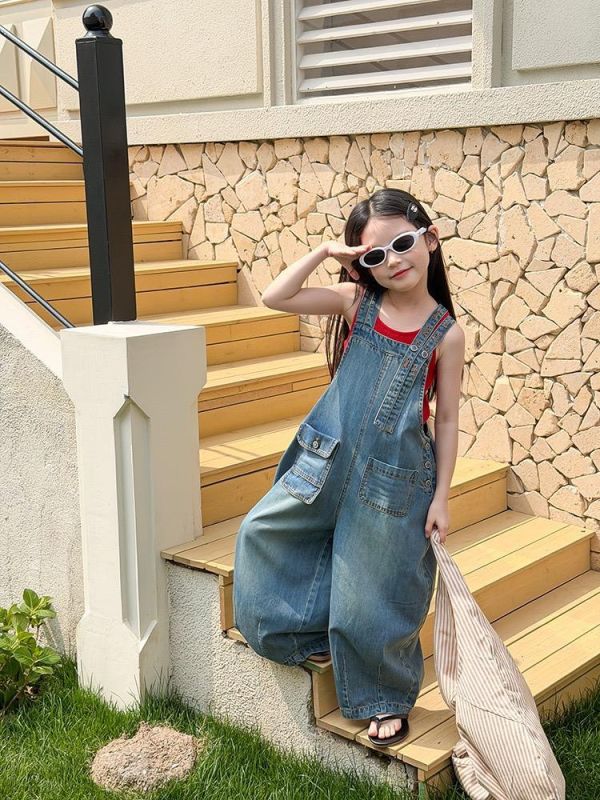 親子-可鹹可甜牛仔慵懶吊帶連身褲 