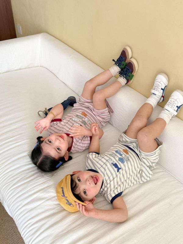 可愛釣魚條紋兩件式套裝 