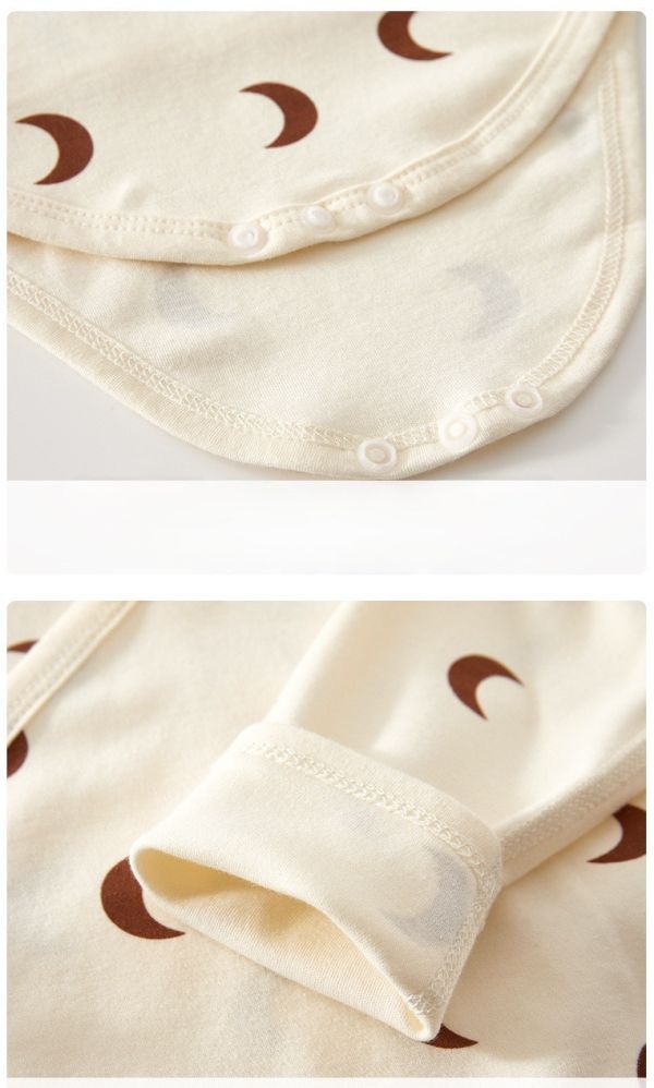 新生兒月亮棉質側開包屁衣(含帽) 