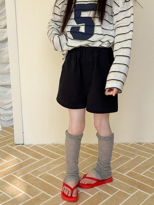 男女童素色棉麻透氣五分短褲(5色) 