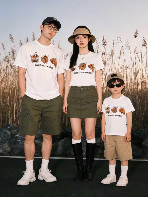 親子麵包可頌雙面印花上衣 