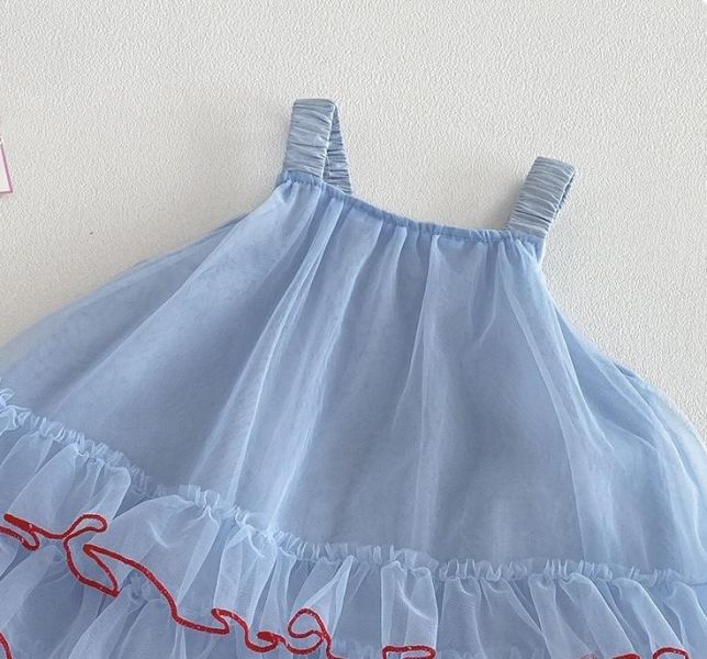 氣質甜美背帶網紗蛋糕連身裙 