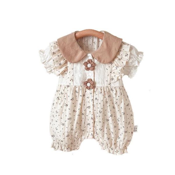 田園風碎花立體小花連身裝 