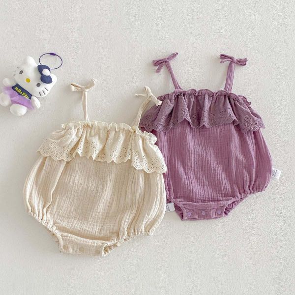 荷葉領系肩綁帶包屁衣 