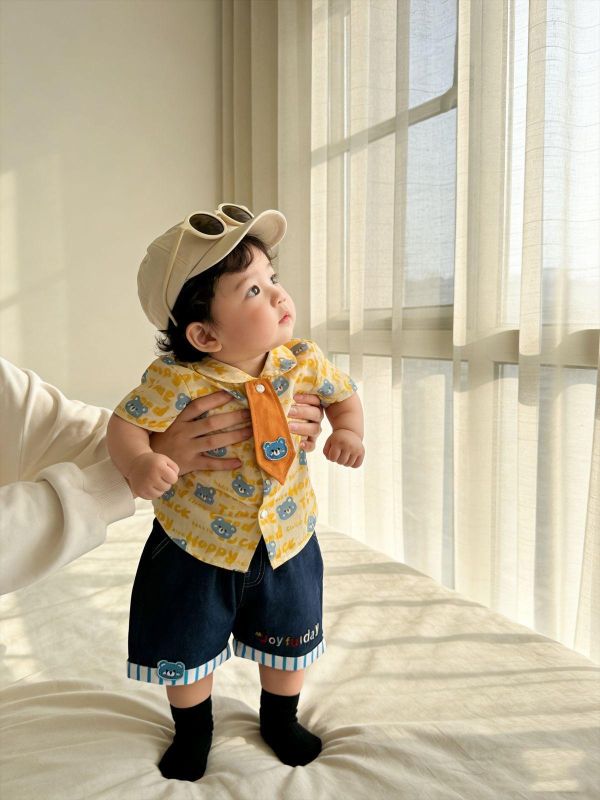 可拆式領帶襯衫+短褲套裝(3款) 