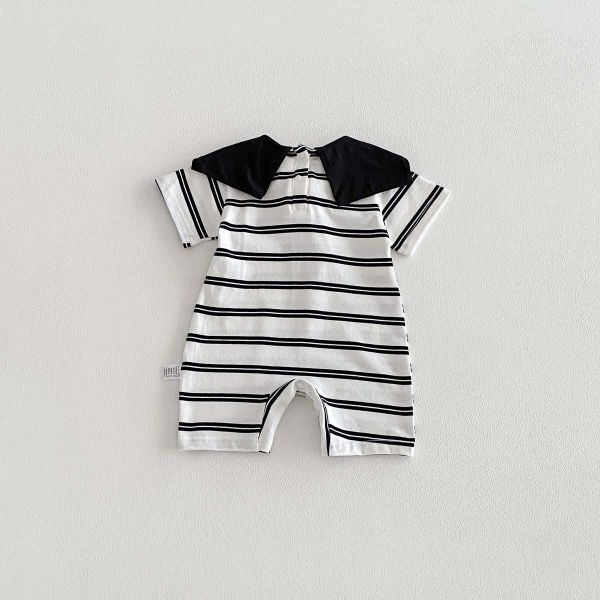 貓熊條紋披肩翻領連身裝 