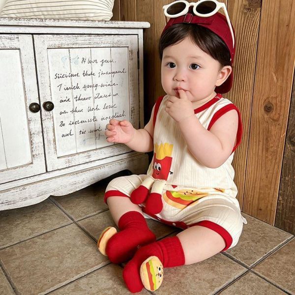 薯條/西瓜/森林熊撞色壓邊連身裝(3色) 