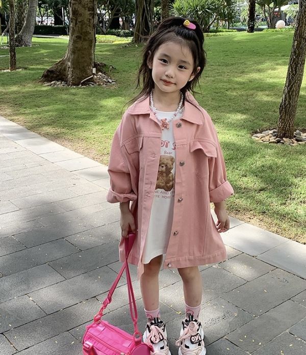 小熊可愛印花長版寬鬆上衣 