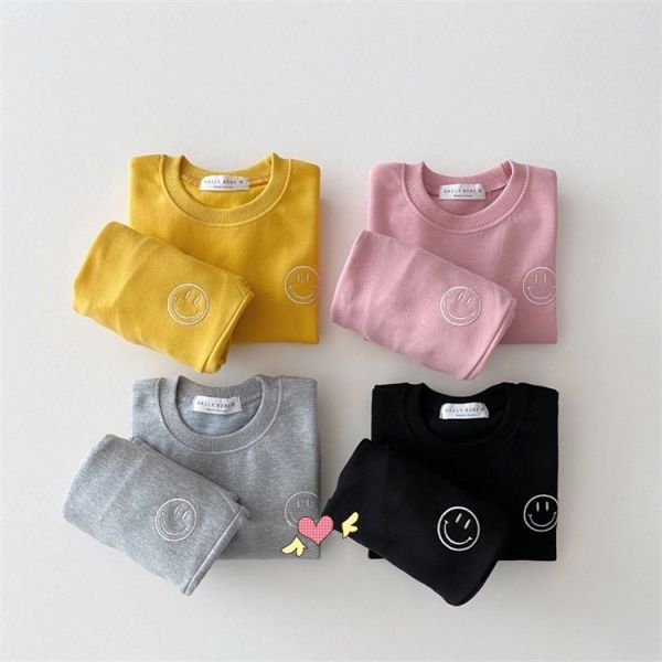 笑臉刺繡假兩件式上衣+長褲套裝 