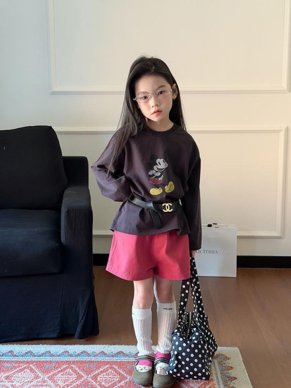 男女童素色棉麻透氣五分短褲(5色) 