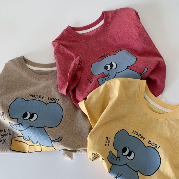 棉質大象印花T恤上衣 