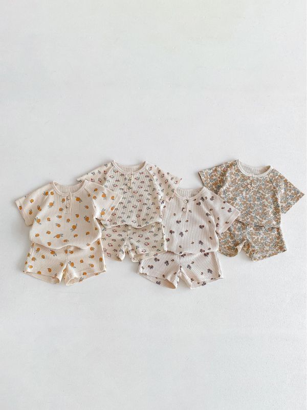 華夫格居家雙釦兩件式套裝 