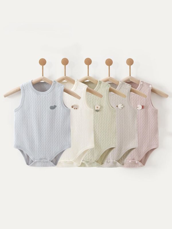 新生兒透膚貼布背心式包屁衣 