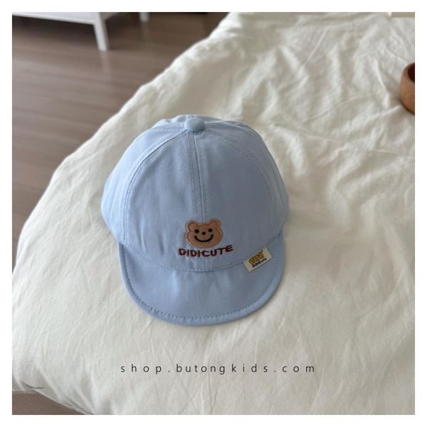 小熊刺繡素色軟帽沿棒球帽 