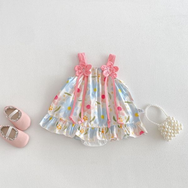 滿印碎花小花背帶包屁裙 