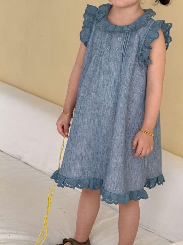 男女童刷舊水洗紋套裝/連身裙 