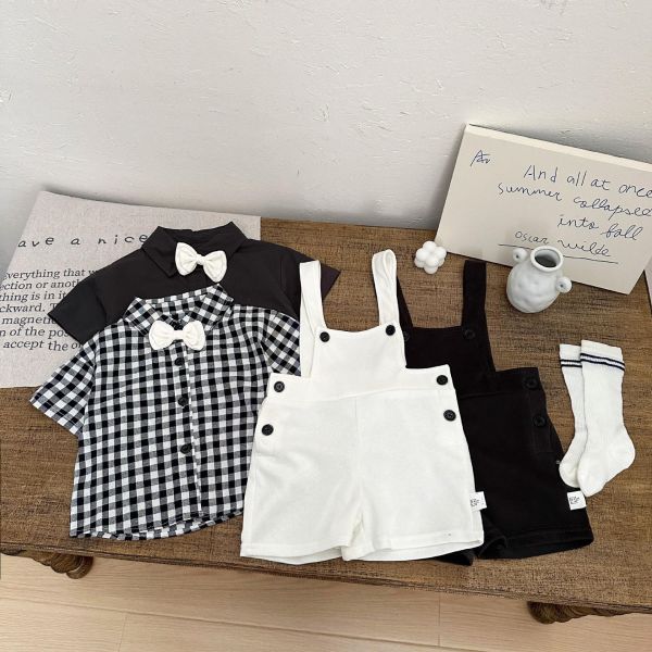 兩件式紳士寶領結上衣+吊帶裙套裝 