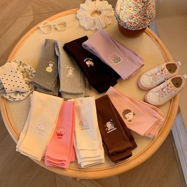 素色百搭可愛印花彈力褲 