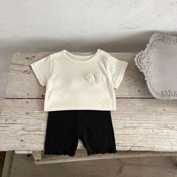 呼吸棉拼色愛心兩件式套裝 