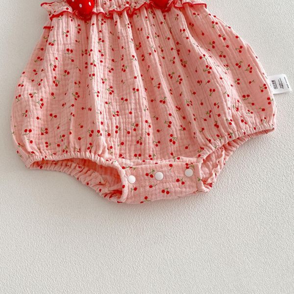 可愛粉系草莓櫻桃背帶包屁衣 