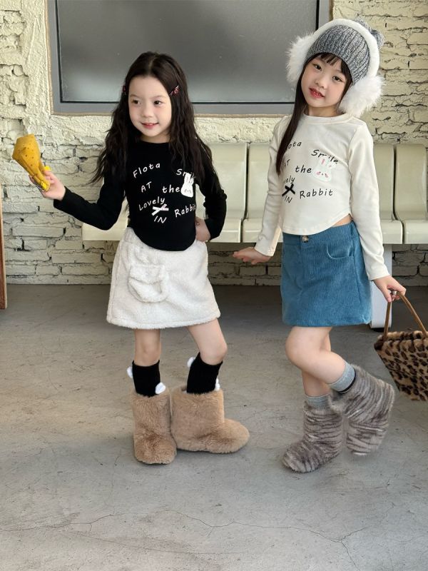蝴蝶結兔子雙面絨圓弧上衣 