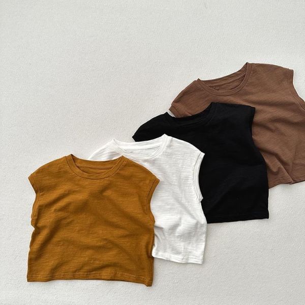 基礎素色竹節棉落肩透氣背心 