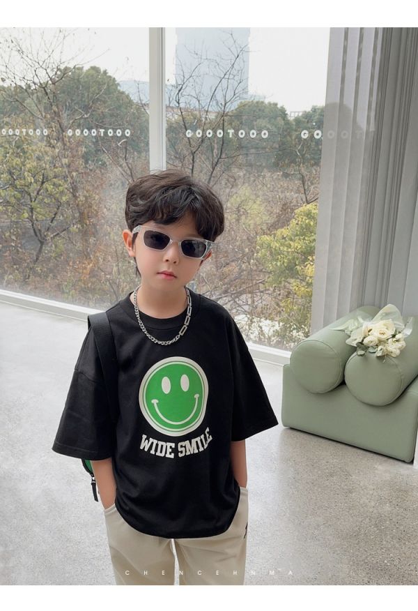 親子款微笑笑臉寬版上衣 