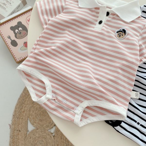 翻領polo小熊刺繡包屁衣 