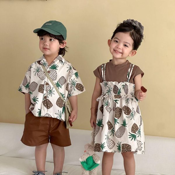 男女童夏日鳳梨兩件式套裝 