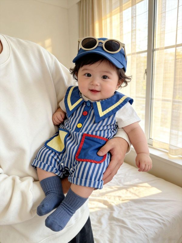 可愛馬戲團小丑翻領兩件套連身裝 