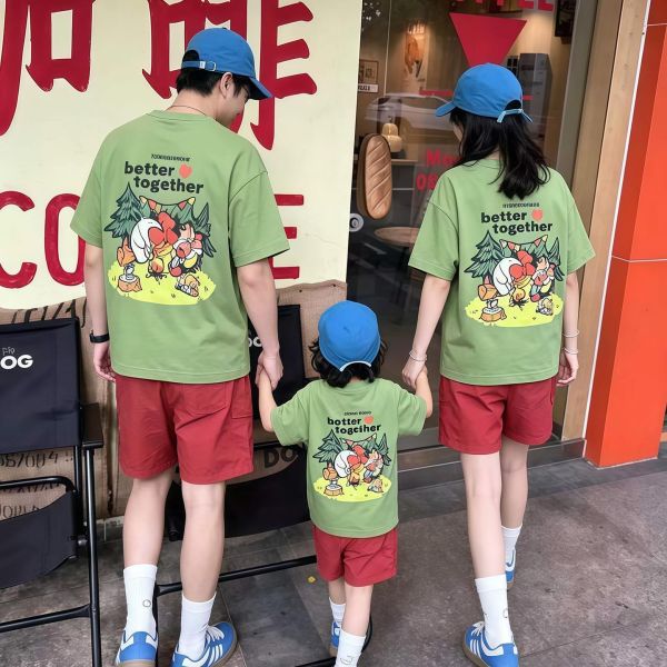 親子裝-前後露營小熊印花T恤上衣 