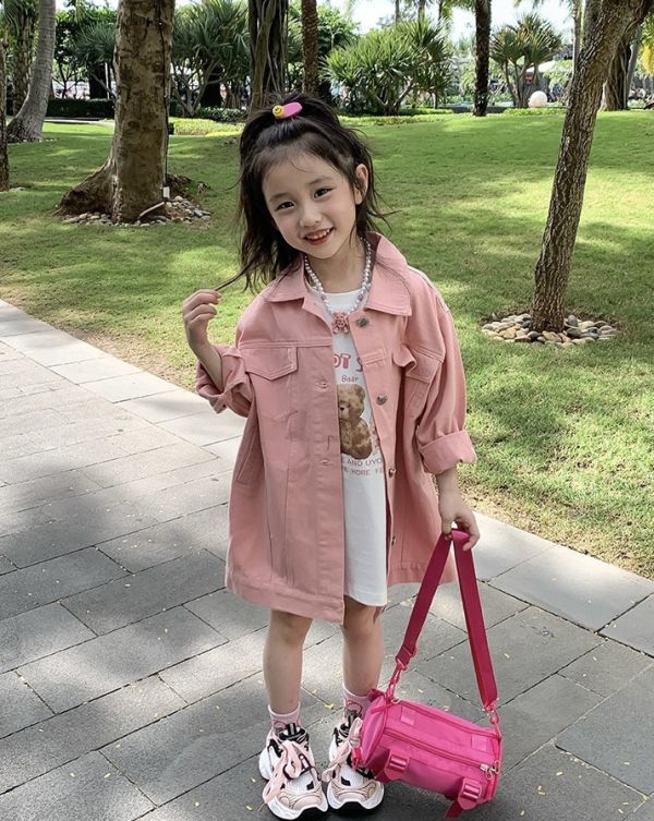 小熊可愛印花長版寬鬆上衣 