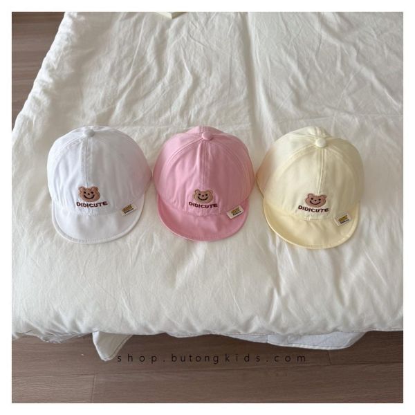 小熊刺繡素色軟帽沿棒球帽 