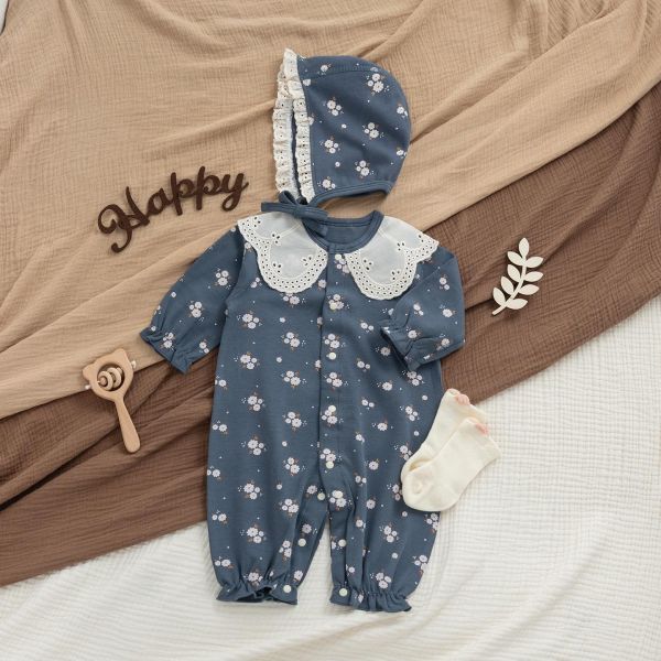 新生兒純棉小雛菊開釦連身裝 