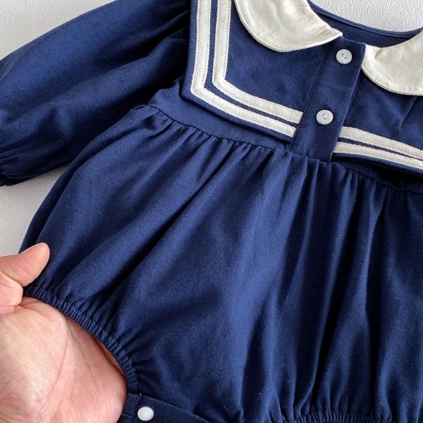 海軍風雙釦翻領包屁衣 