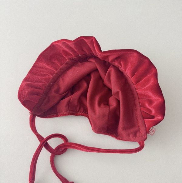 新年酒紅絲絨宮廷護耳綁帽 