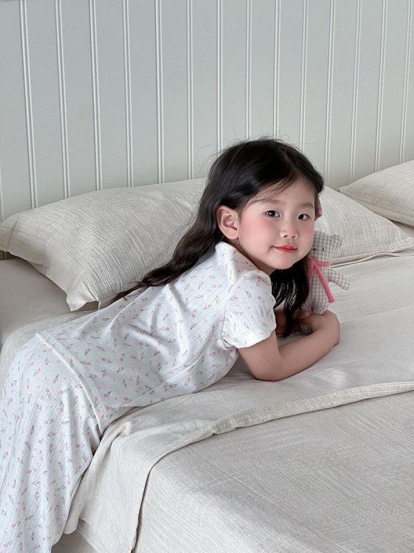 夏季碎花螺紋透氣居家兩件套套裝 