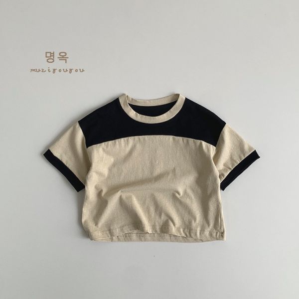 拼色純棉百搭休閒上衣 
