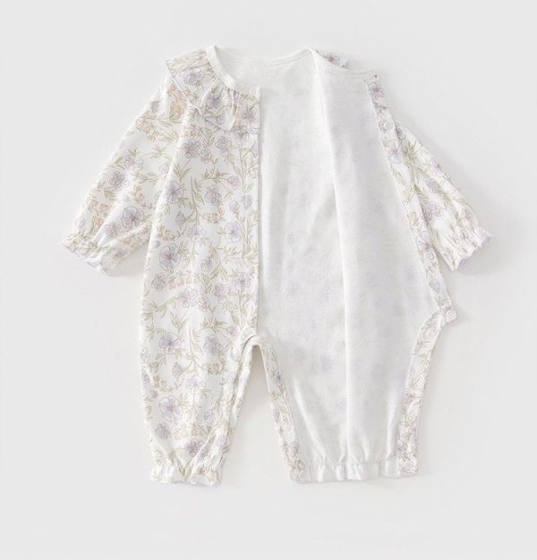 新生兒花領口開釦連身裝(2款) 