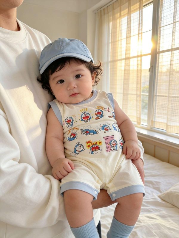 可愛小叮噹印花背心式連身裝 