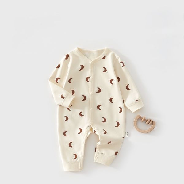 新生兒月亮開釦棉質連身裝 