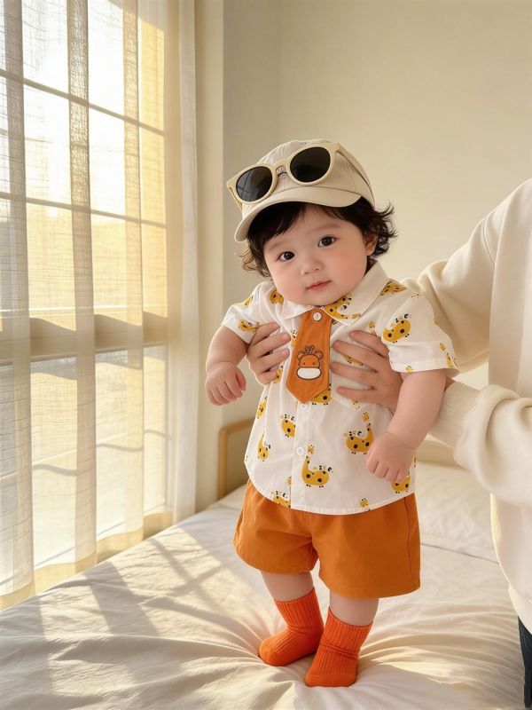 可拆式領帶襯衫+短褲套裝(3款) 